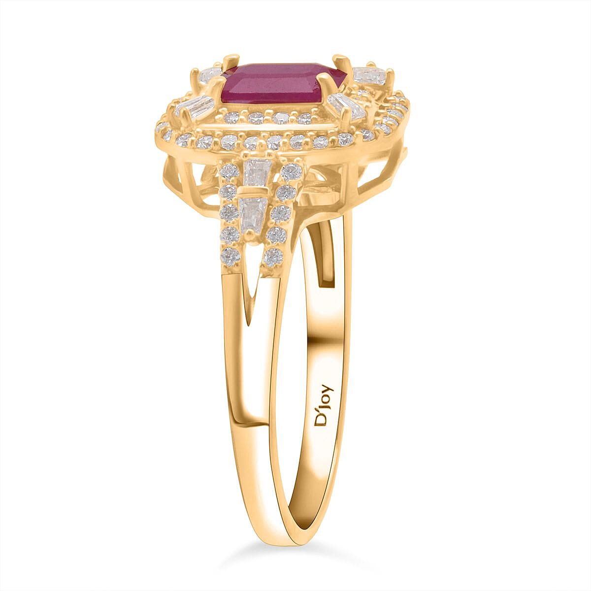 D'Joy Taveta Ruby, Moissanite Ring in 18K YG VermeilSterling Silver  2.040  Ct.