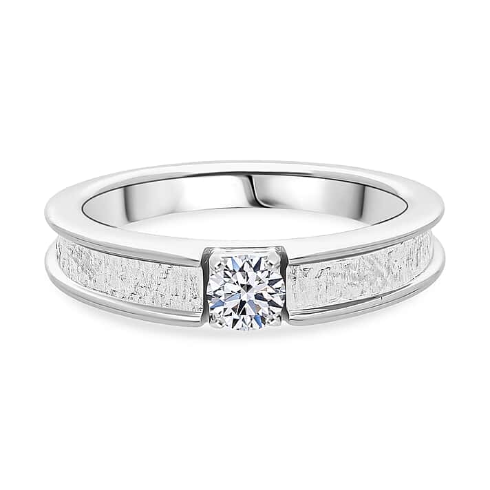 LUXURIANT Lab Grown Diamond Solitaire Ring in Rhodium Overlay Sterling Silver (SI-GH)