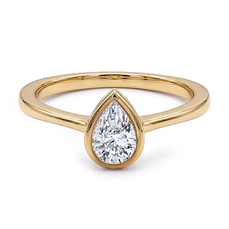 Luxuriant Lab Grown Diamond (SI-GH) Pear Cut Ring in 18K Vermeil Yellow Gold Plated Sterling Silver 1.00 Ct