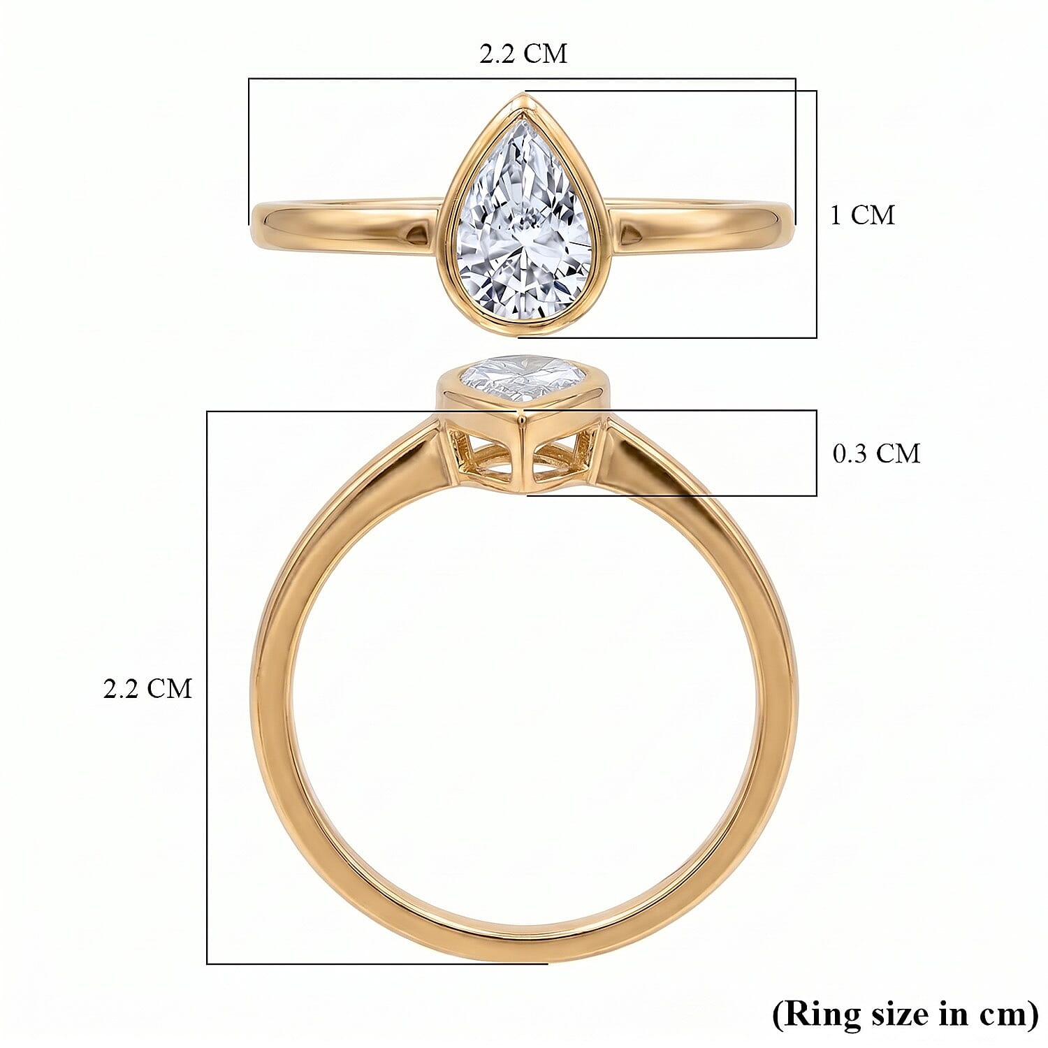 Luxuriant Lab Grown Diamond (SI-GH) Pear Cut Ring in 18K Vermeil Yellow Gold Plated Sterling Silver 1.00 Ct