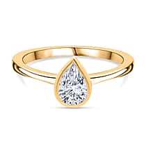DOORBUSTER DEAL - LUXURIANT 1 Ct. Lab Grown Diamond Pear-Cut Solitaire Ring in 18K Yellow Gold Vermeil Sterling Silver (SI-GH)