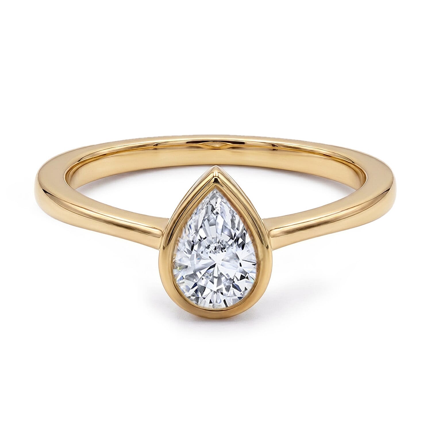 Luxuriant Lab Grown Diamond (SI-GH) Pear Ring in 18K Yellow Gold Vermeil Sterling Silver 1.00 Ct