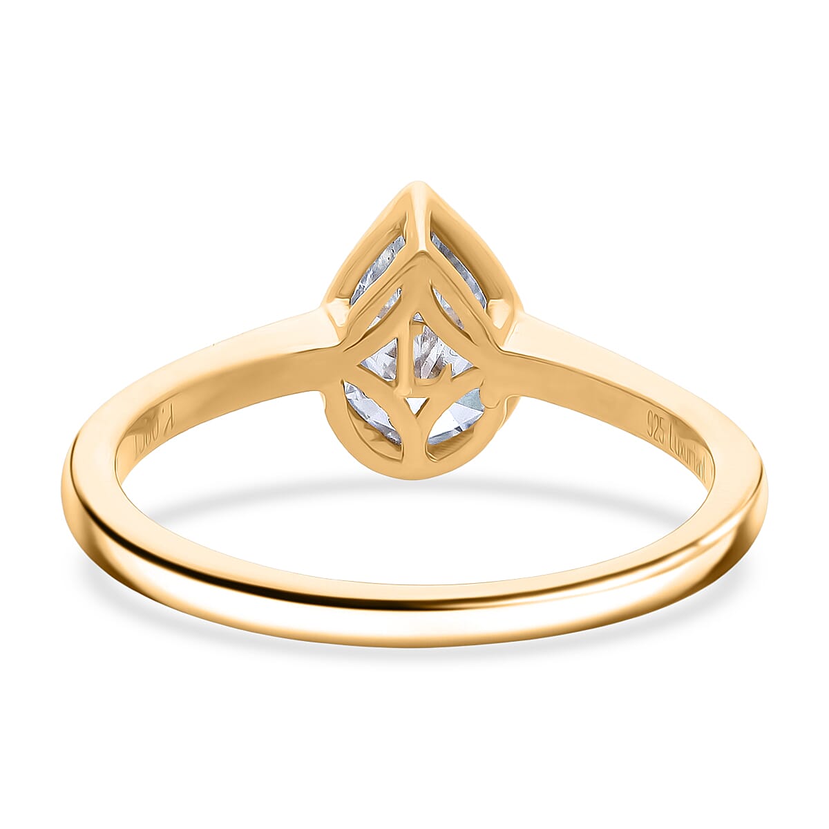 Luxuriant Lab Grown Diamond (SI-GH) Pear Ring in 18K Yellow Gold Vermeil Sterling Silver 1.00 Ct