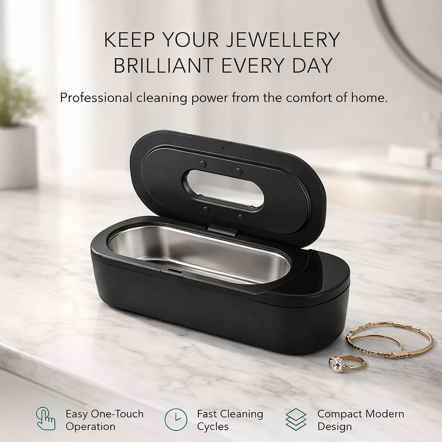 SC-200 Ultrasonic Jewellery Cleaner - 48kHz Professional Sonic Cleaner for Glasses & Watches with 50ml Solution & Dual Timers  (400mL)