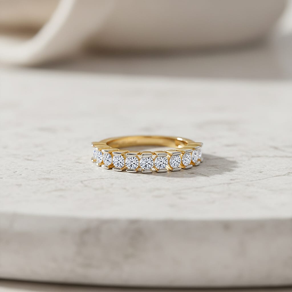 NY Close Out Deal -  Luxuriant Lab Grown Diamond (SI-GH) Ring in 18K Yellow Gold Overlay Sterling Silver 1.00 Ct.