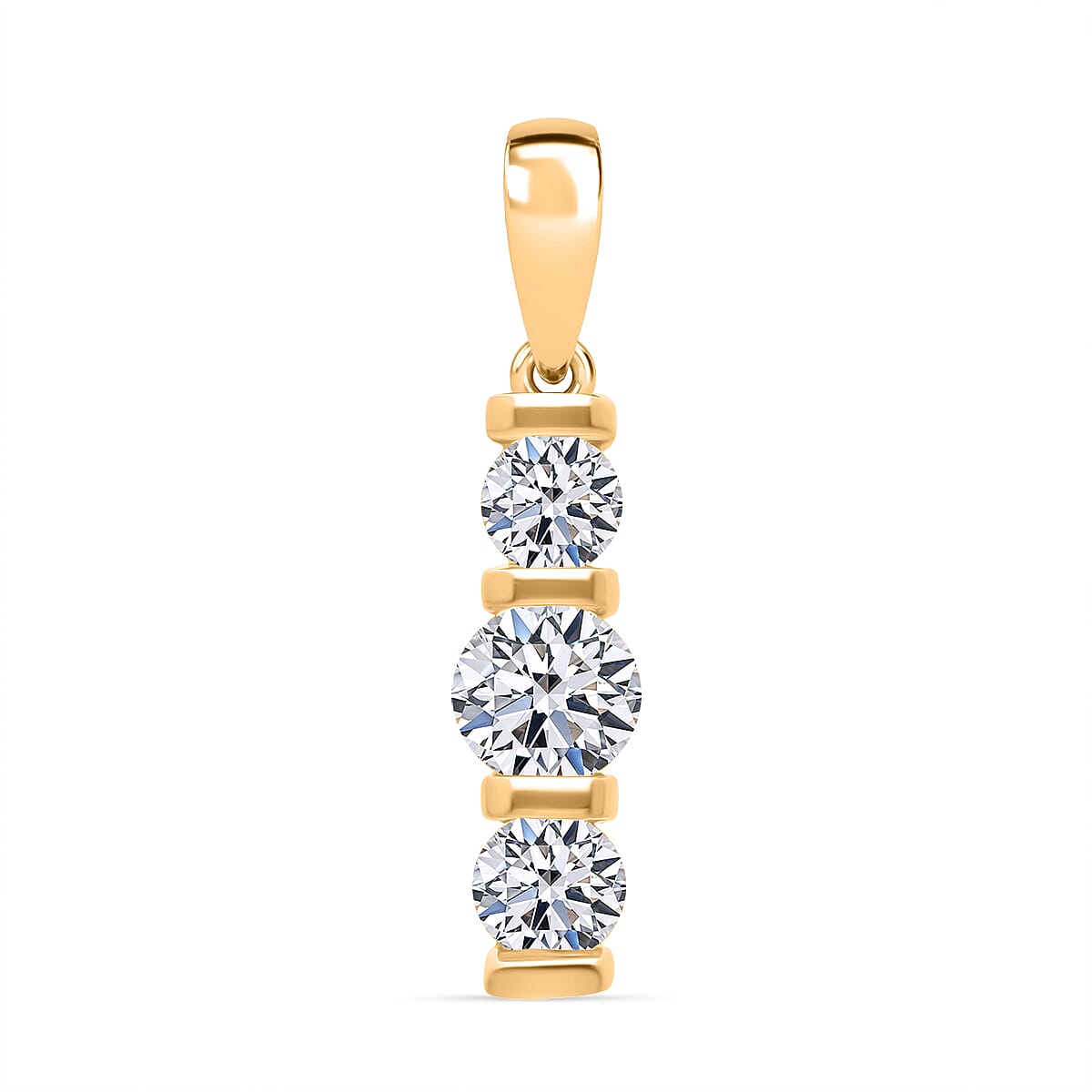 Luxuriant Lab Grown Diamond Pendant in 18K Vermeil Yellow Gold Plated Sterling Silver 1.00 Ct.