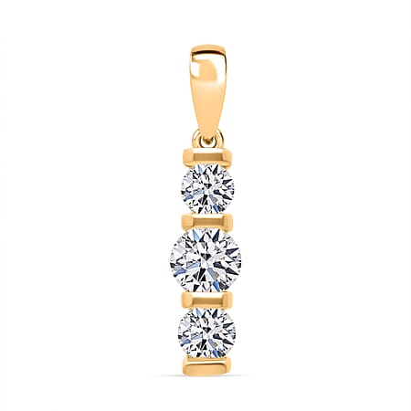 Luxuriant Lab Grown Diamond Pendant in 18K Vermeil Yellow Gold Plated Sterling Silver 1.00 Ct.