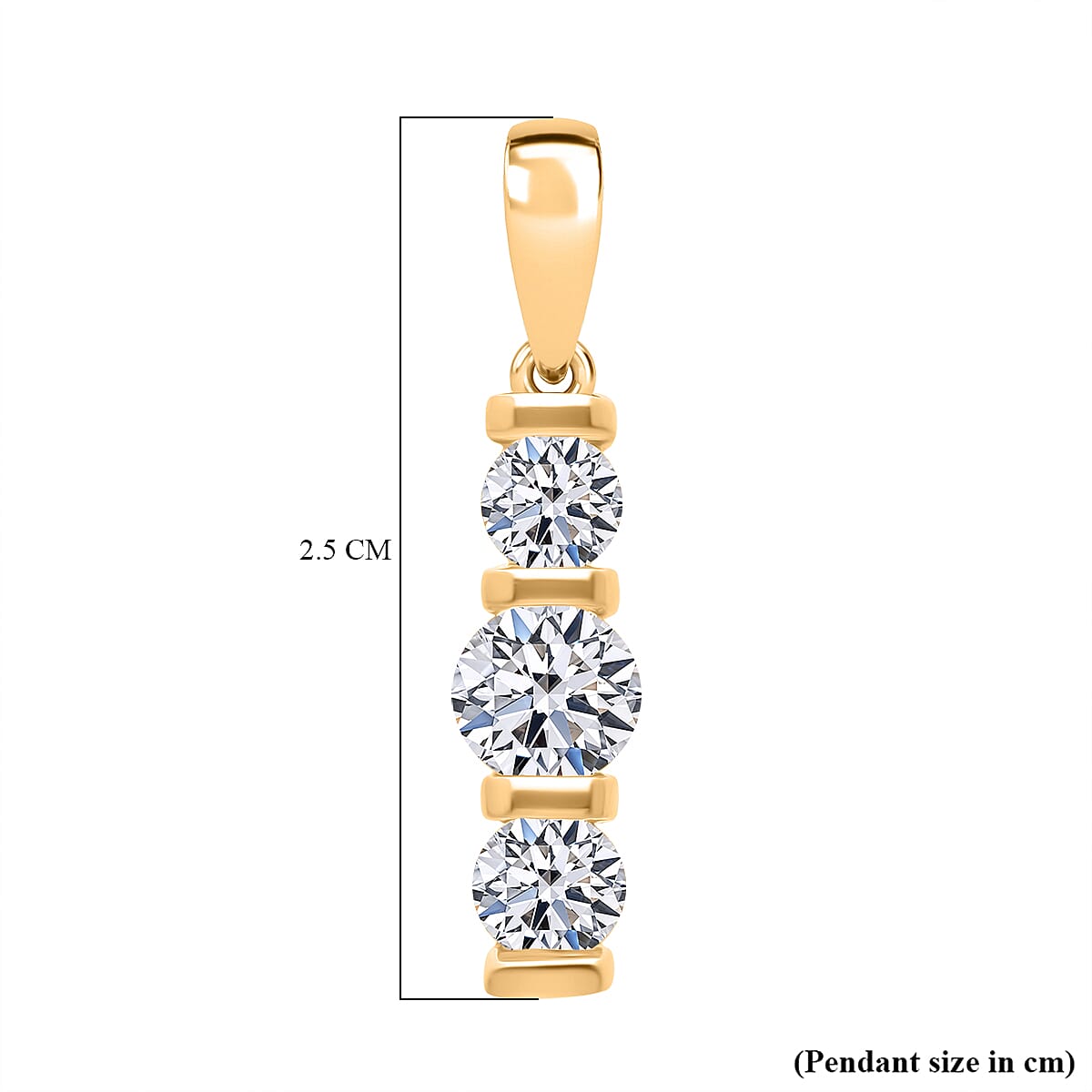 Luxuriant Lab Grown Diamond Pendant in 18K Vermeil Yellow Gold Plated Sterling Silver 1.00 Ct.