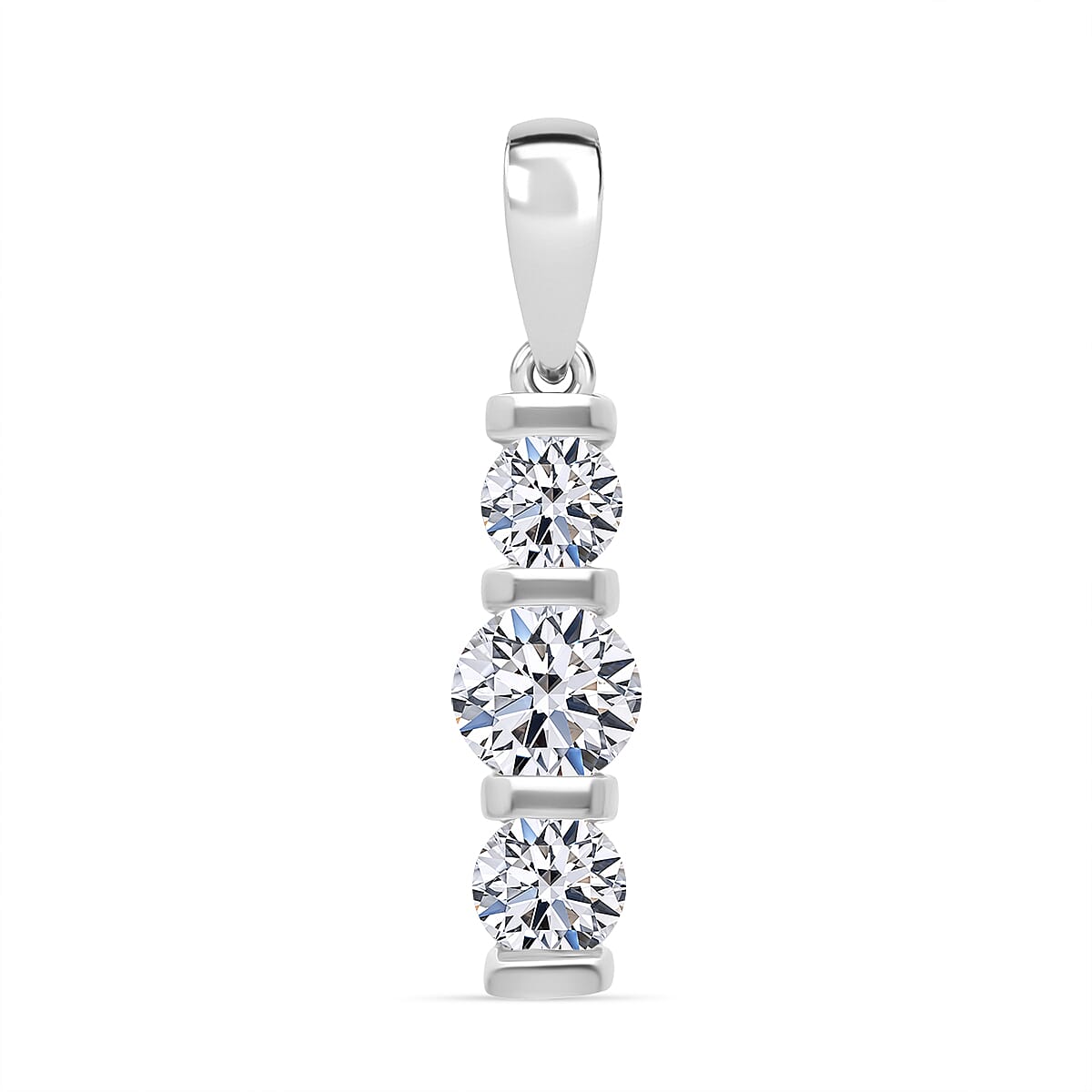 Luxuriant Lab Grown Diamond Pendant in Rhodium Overlay Sterling Silver 1.00 Ct.