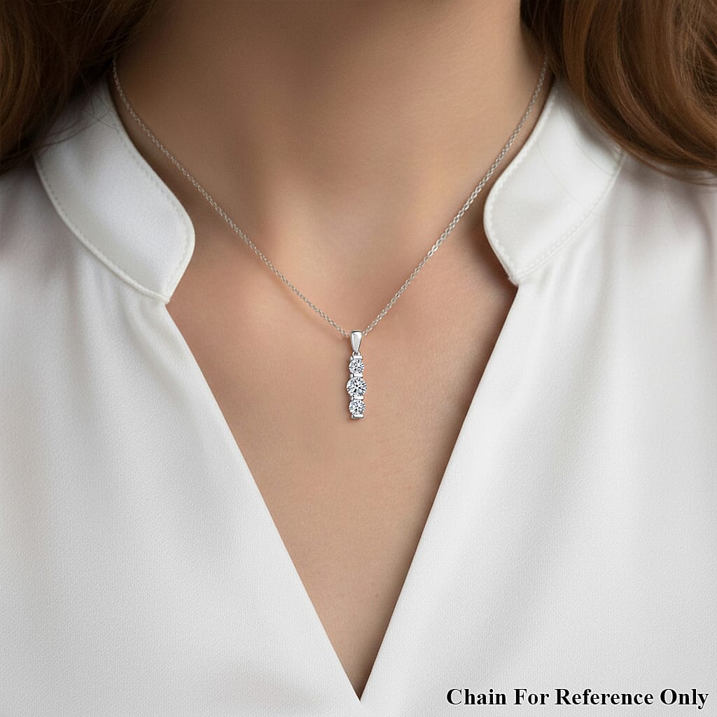 Luxuriant Lab Grown Diamond Pendant in Rhodium Overlay Sterling Silver 1.00 Ct.