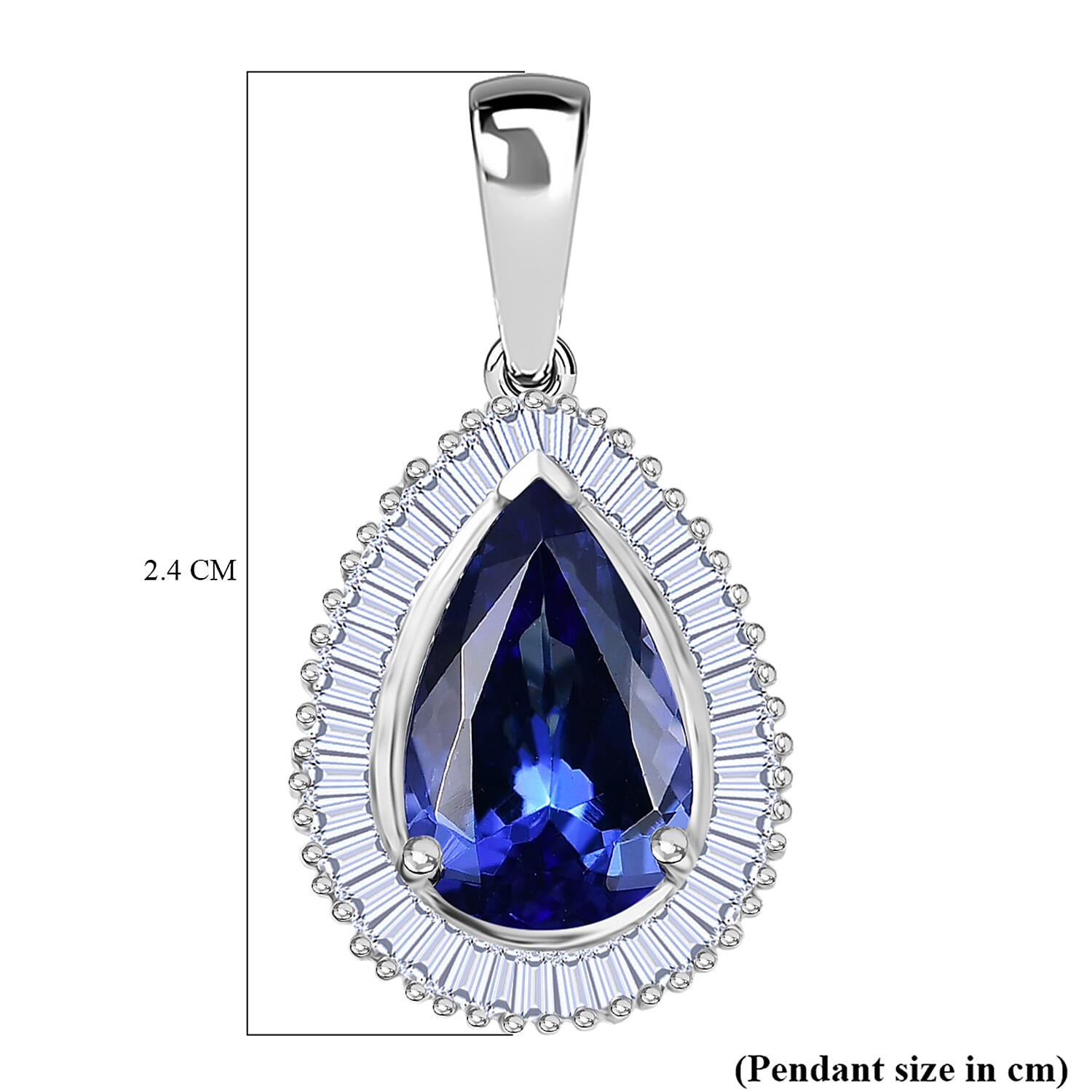 RHAPSODY 950 Platinum AAAA Tanzanite and Natural Diamond (VS-EF) Pear Cut Halo Pendant 3.00 Ct. Platinum Wt. 3.01 Gms