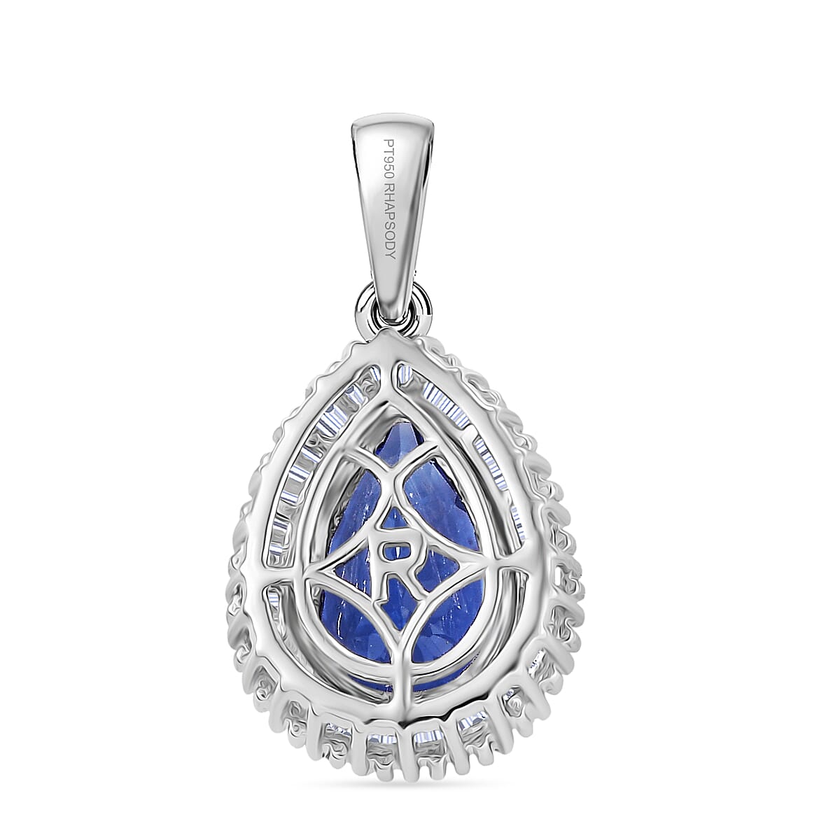 Rhapsody 950 Platinum AAAA Tanzanite White Diamond VS2 Main Stone With Side Stone Pendant, Platinum Wt.3.08 Gms  2.949  Ct.