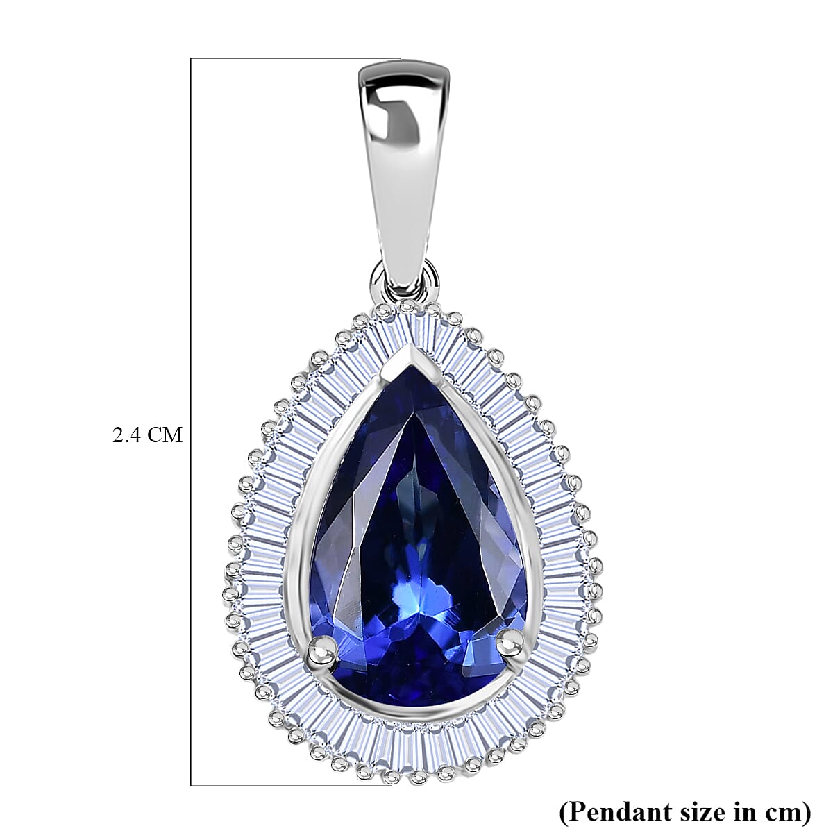Rhapsody 950 Platinum AAAA Tanzanite White Diamond VS2 Main Stone With Side Stone Pendant, Platinum Wt.3.08 Gms  2.949  Ct.