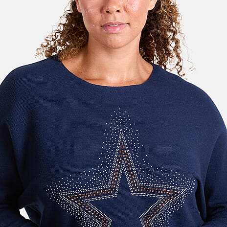 Nova Of London Sparkling Star Jumper (Size M-L, 8-14) - Navy