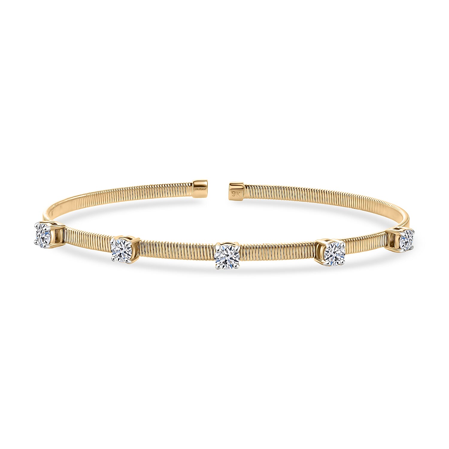 Luxuriant 9K Yellow Gold SGL Certified Lab Grown Diamond (VS-EF) Full Bangle (Size 7.5) 1.27 Ct.