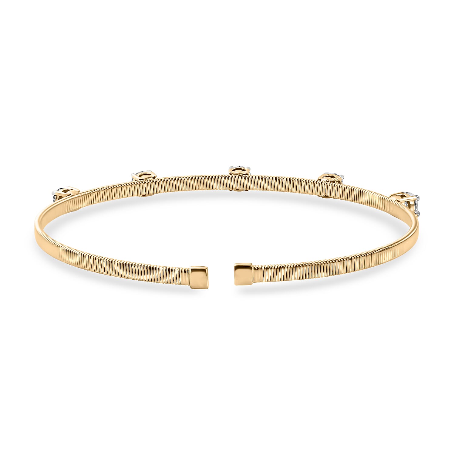 Luxuriant 9K Yellow Gold SGL Certified Lab Grown Diamond (VS-EF) Full Bangle (Size 7.5) 1.27 Ct.