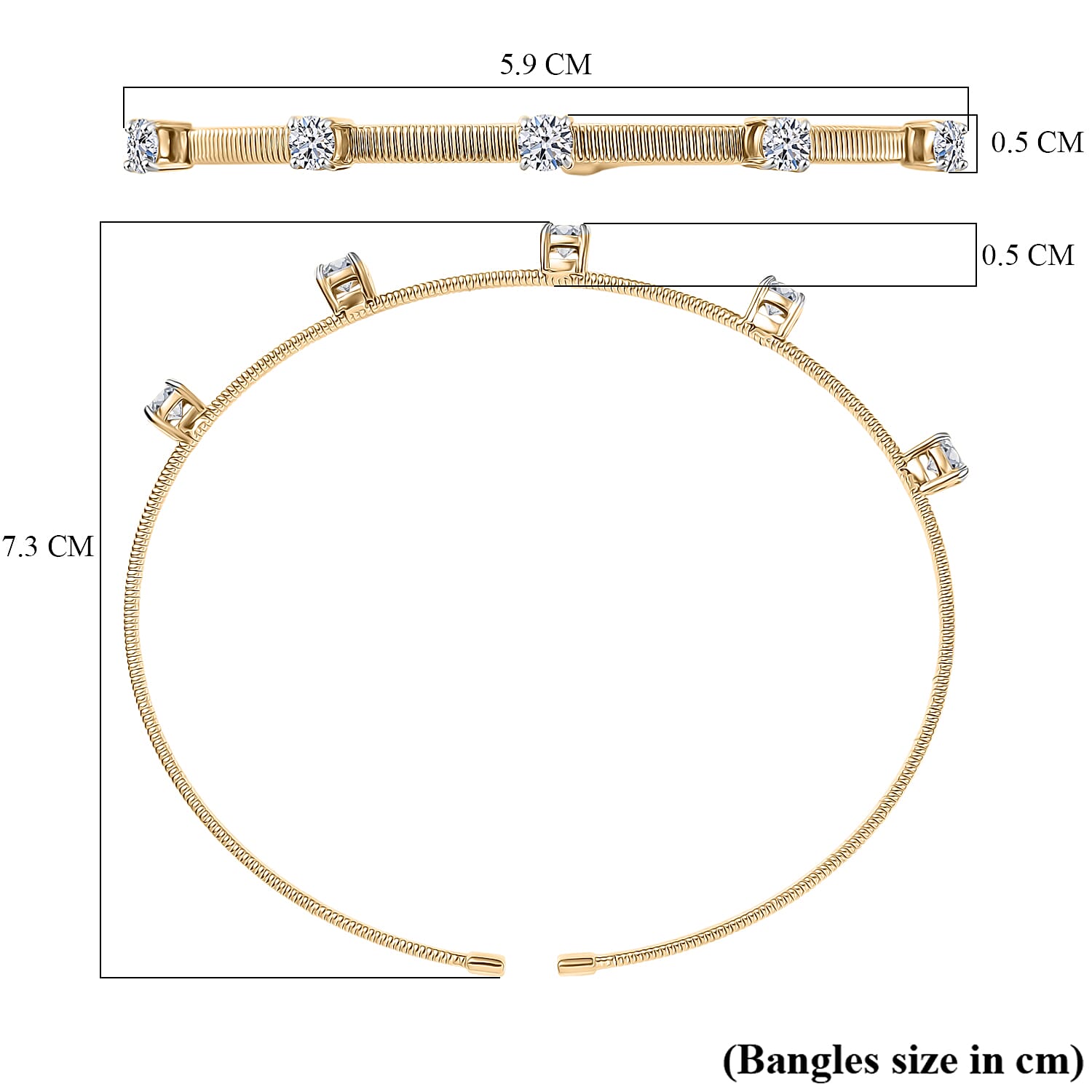 Luxuriant 9K Yellow Gold SGL Certified Lab Grown Diamond (VS-EF) Full Bangle (Size 7.5) 1.27 Ct.