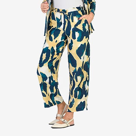Anamor Printed Straight Fit Trousers (Size S-M) - Navy