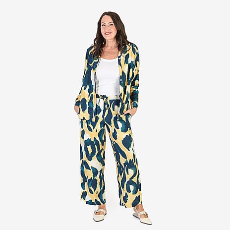 Anamor Printed Straight Fit Trousers (Size S-M) - Navy