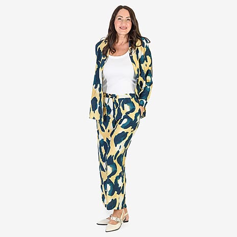 Anamor Printed Straight Fit Trousers (Size L-XL) - Navy