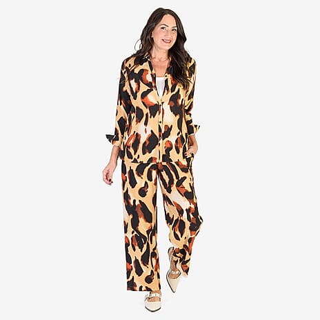 Anamor Printed Straight Fit Trousers (Size S-M) - Brown