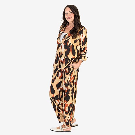 Anamor Printed Straight Fit Trousers (Size S-M) - Brown
