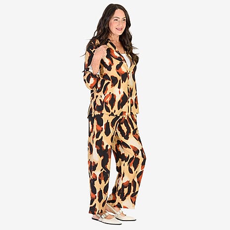 Anamor Printed Straight Fit Trousers (Size L-XL) - Brown