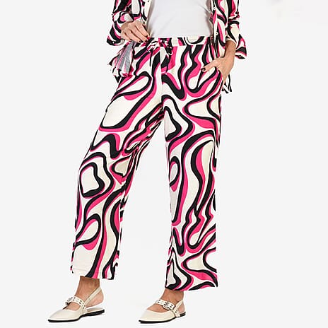 Anamor Printed Straight Fit Trousers (Size S-M) - Pink