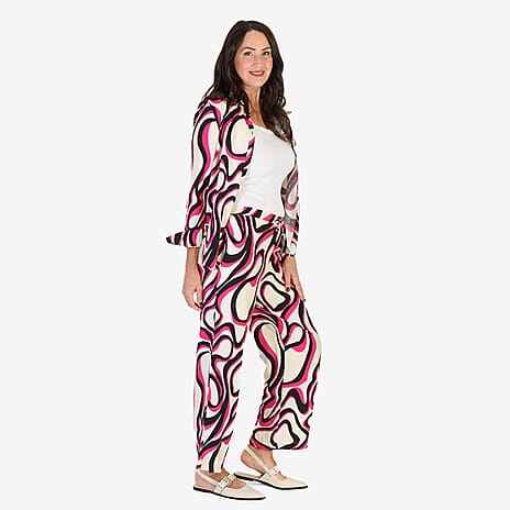 Anamor Printed Straight Fit Trousers (Size S-M) - Pink