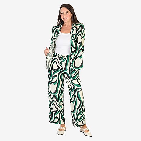 Anamor Printed Straight Fit Trousers (Size S-M) - Green