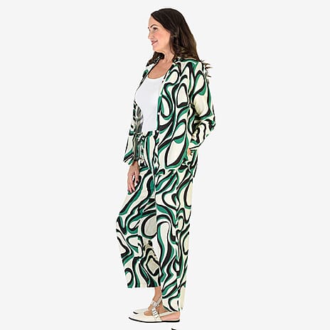 Anamor Printed Straight Fit Trousers (Size S-M) - Green