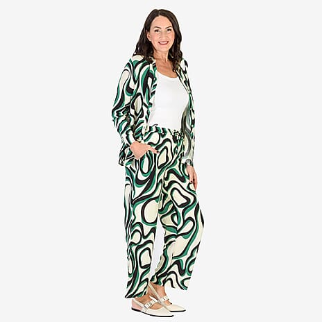Anamor Printed Straight Fit Trousers (Size L-XL) - Green