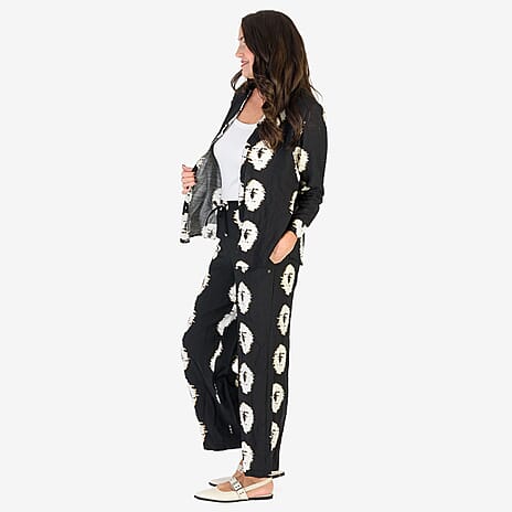 Anamor Printed Straight Fit Trousers (Size XXL) - Black