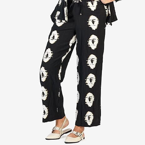 Anamor Printed Straight Fit Trousers (Size L-XL) - Black