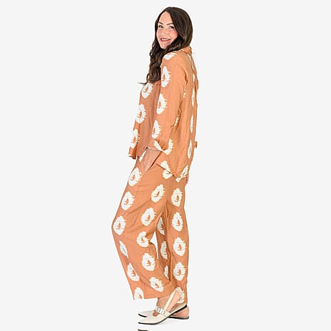 Anamor Printed Straight Fit Trousers (Size XXL) - Beige