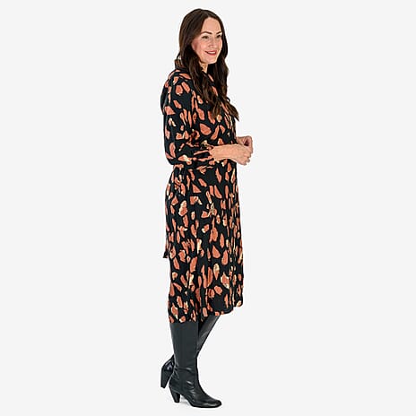 Anamor Printed Shirt Dress (Size S-M) - Black