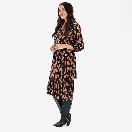 Anamor Printed Shirt Dress (Size S-M) - Black
