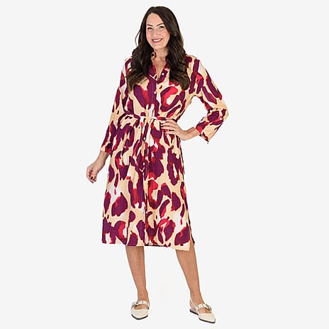 Anamor Printed Shirt Dress (Size S-M) - Pink