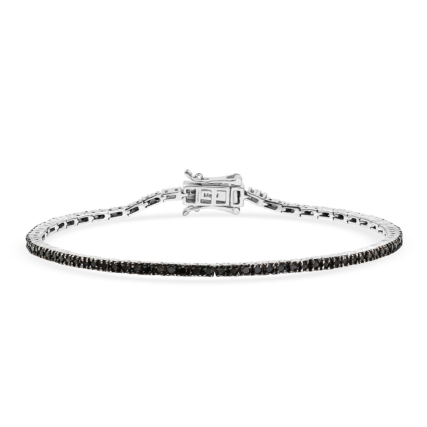 D'Joy Black Diamond Linking Bracelet (Size 7.5) with GB Lock Box in Rhodium Overlay Sterling Silver 2.00 Ct, Silver Wt. 6.46 Gms.