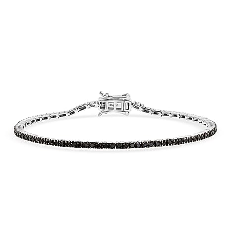 D'Joy Black Diamond Linking Bracelet (Size 7.5) with GB Lock Box in Rhodium Overlay Sterling Silver 2.00 Ct, Silver Wt. 6.46 Gms.