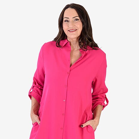 Anamor Solid Colour Shirt Dress (Size S-M) - Pink