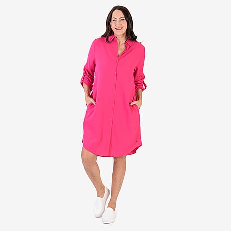 Anamor Solid Colour Shirt Dress (Size M-L) - Pink