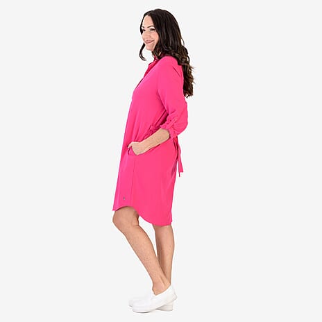 Anamor Solid Colour Shirt Dress (Size M-L) - Pink