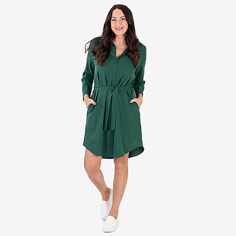Anamor Solid Colour Shirt Dress (Size S-M) - Green