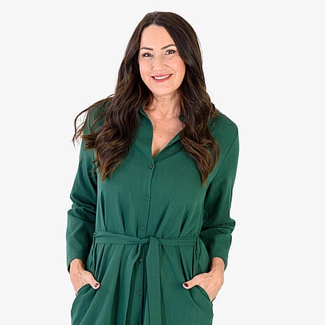Anamor Solid Colour Shirt Dress (Size S-M) - Green
