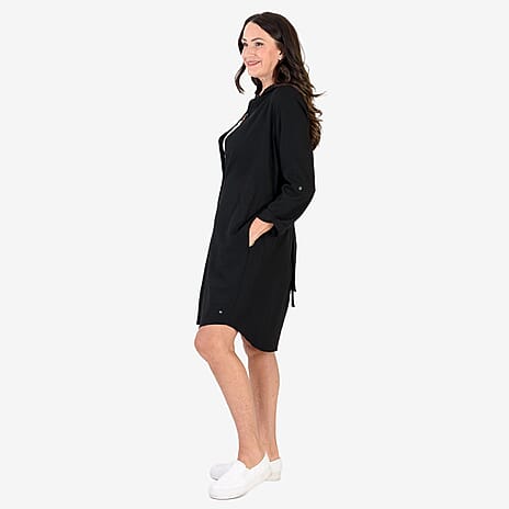 Anamor Solid Colour Shirt Dress (Size S-M) - Black