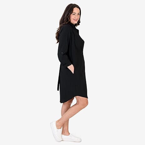 Anamor Solid Colour Shirt Dress (Size M-L) - Black