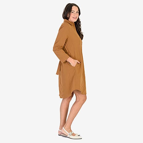 Anamor Solid Colour Shirt Dress (Size L-XL) - Mustard