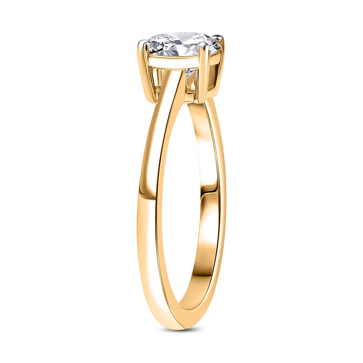 Luxuriant SI-G-H Lab Grown Diamond Solitaire Ring in 18K Vermeil Yellow Gold Plated Sterling Silver 1.09 Ct.
