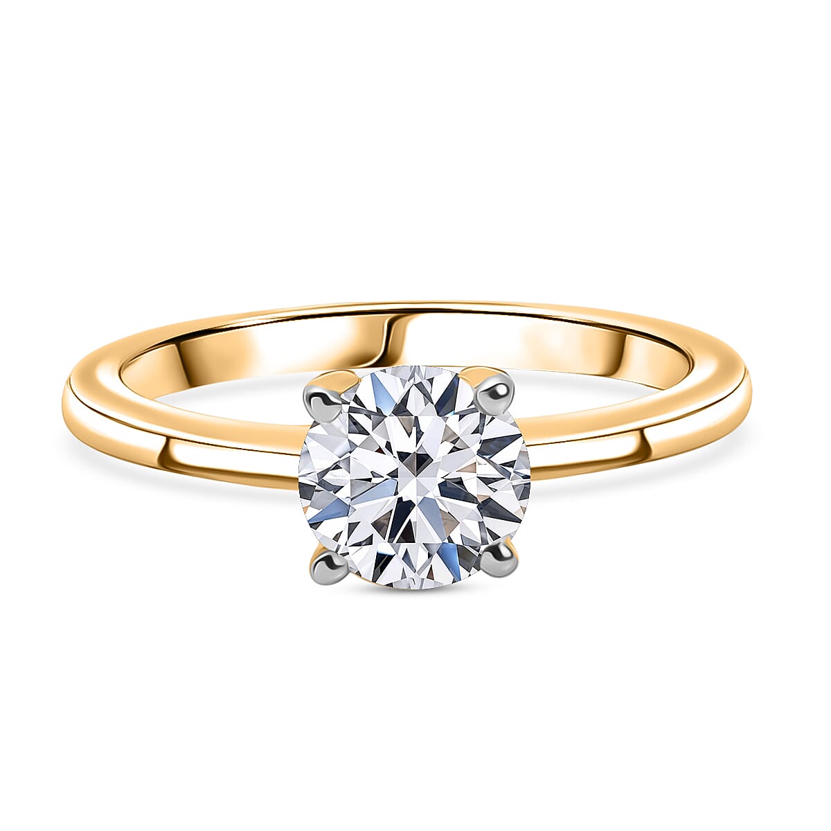 Luxuriant SI-G-H Lab Grown Diamond Solitaire Ring in 18K Vermeil Yellow Gold Plated Sterling Silver 1.09 Ct.